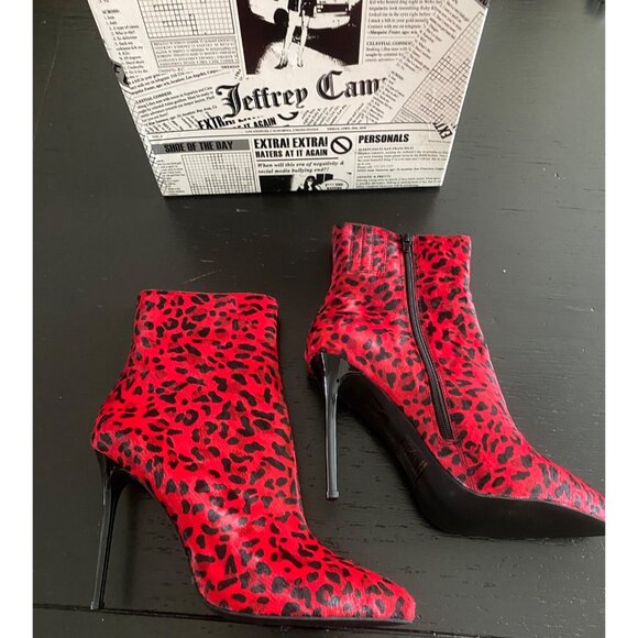 Jeffrey Campbell Temptation Stiletto Bootie's, Red Cheetah 11 Sexy Boots - Picture 14 of 16